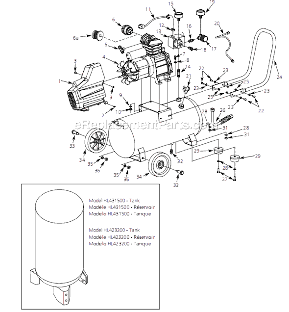 Page A Diagram and Parts List for HX410194 2007 Campbell Hausfeld Compressor